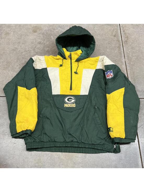 Starter Other - vintage green bay packers starter quarter zip puffer jacket size large